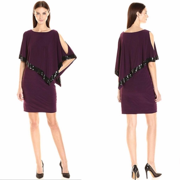 Adrianna Papell Dresses & Skirts - Adrianna Papell EMBELLISHED TRIM CAPE DRESS